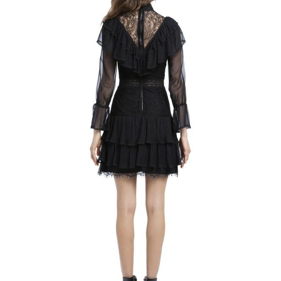 ALICE + OLIVIA Clea Ruffle Sheer Lace Tiered Dress - Picture 7 of 12